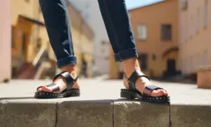 Czarne sandały z ćwiekami, idealne na letnie spacery. Teva co to za firma? To marka znana z komfortowych i stylowych butów.