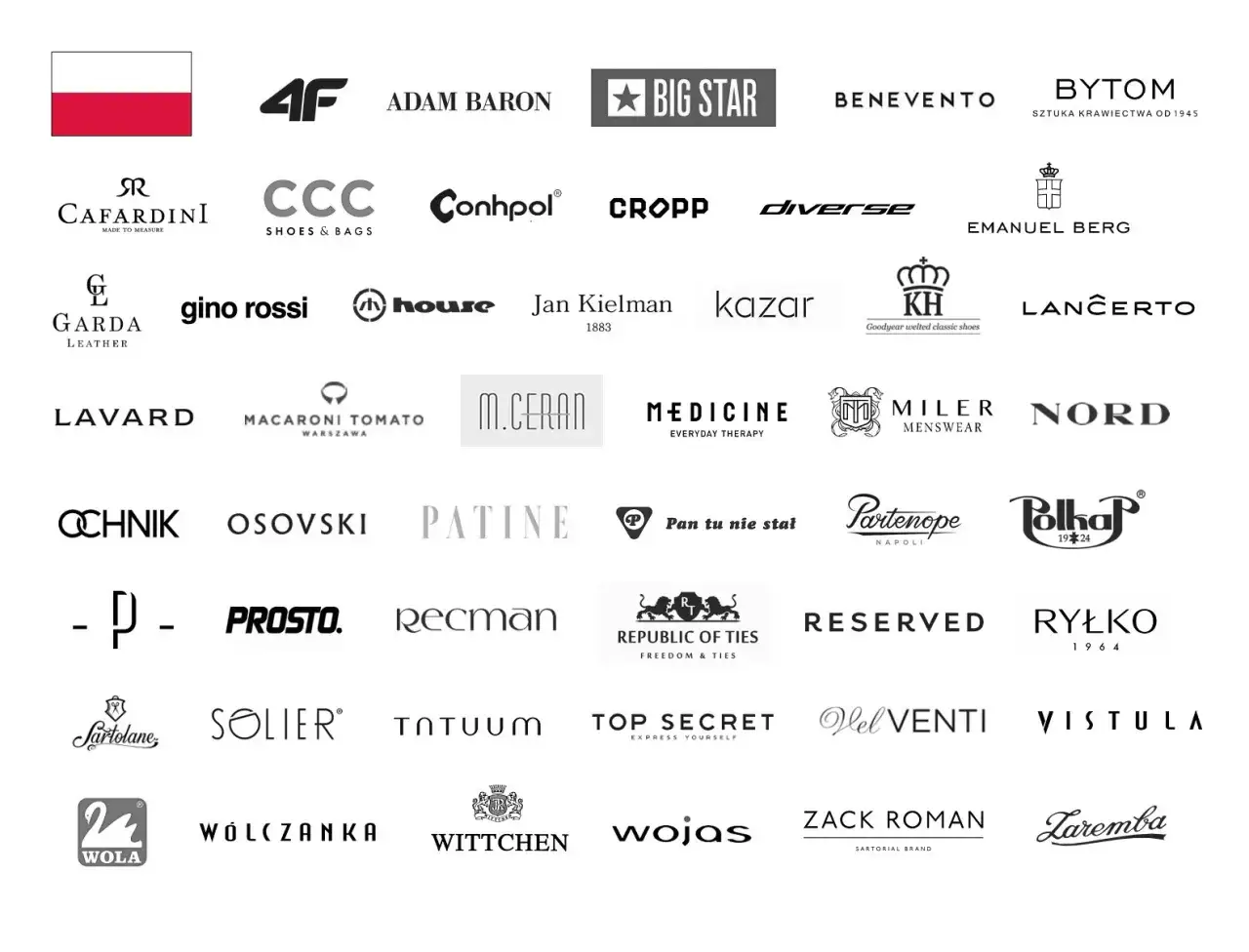 Polskie marki outdoorowe i odzieżowe: 4F, Big Star, Reserved, Ryłko, W&oacute;lczanka, Wittchen, Wojas, i wiele innych.