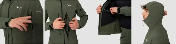 Męska kurtka z materiału softshell w kolorze khaki. Detale: logo, zamki, kaptur, kieszenie. Idealna na wędrówki.